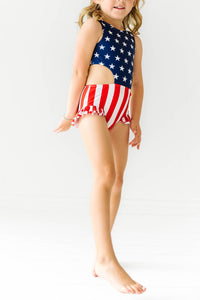 American Flag girls one piece swimsuit