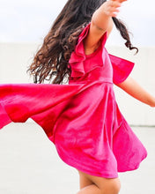Load image into Gallery viewer, Flutter Sleeve Velvet Twirl DRESS Pink