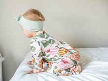 Load image into Gallery viewer, 2T TAN FLORAL RUFFLE 1PC PAJAMA