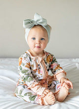 Load image into Gallery viewer, 2T TAN FLORAL RUFFLE 1PC PAJAMA