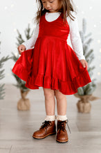 Load image into Gallery viewer, Red Velvet Pinafore DRESS