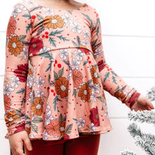 Load image into Gallery viewer, Blush Holiday Floral Peplum top